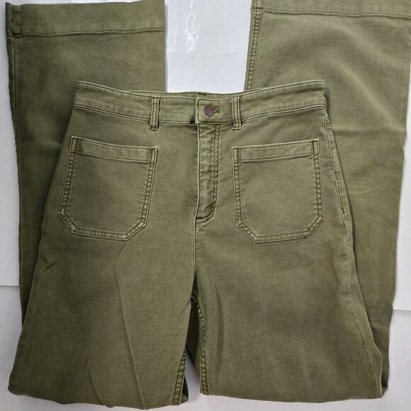 Faherty Women's Size 30 Wide Leg Stretch Terry Patch Pocket Pants Olive Green - Picture 5 of 11